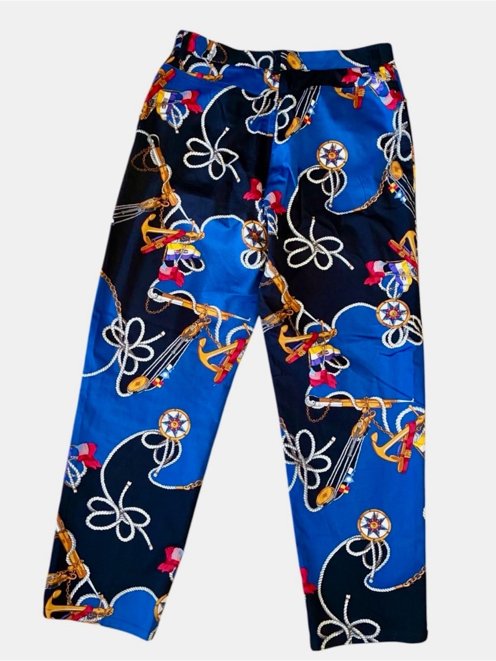 Lauren Ralph Lauren Black and Blue Nautical Anchor High Waist Pants Women's Sz10 - Picture 7 of 7